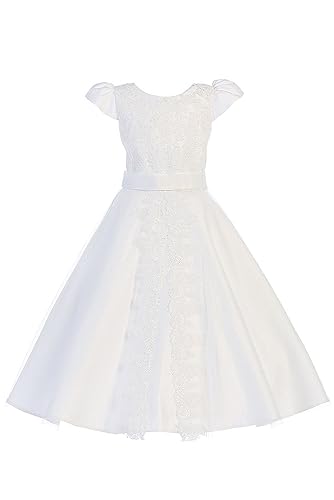 Pink Princess First Communion Dress for Girls - White 1st Holy Communion Dresses - Primera Comunion LDS Baptism Vestidos