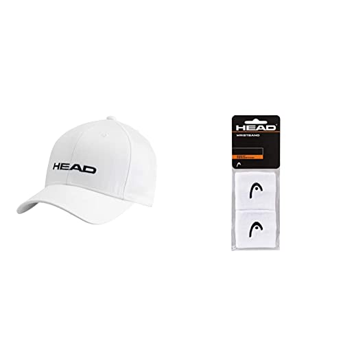 Head Promotion Cap Gorra Unisex Adulto + Muñequera 2,5”, Accesorio De Tenis Unisex Adulto, Blanco, Talla Única