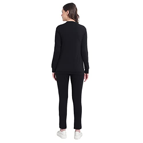 Image of RABBY Womens Poly Cotton Regular Fit Solid Track Suit with Round Neck and Full Sleeves Ideal for Yoga Workout Running and Daily Sportswear for Girls and Women