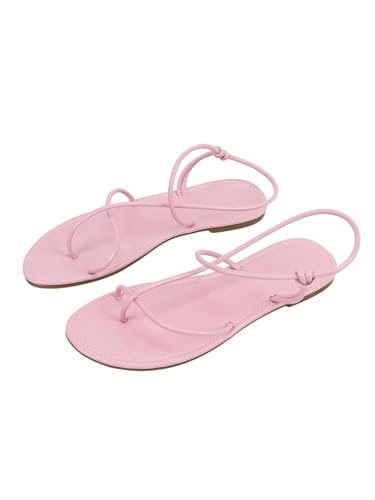 Image of GORGLITTER Women's Summer Sandals 2026 Strappy Slingback Flats Dressy Cute Beach Vacation Slides