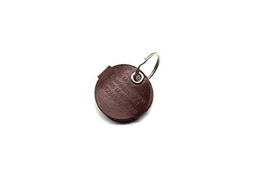 Hundemarkentasche aus Leder mit Druckknopf Gravur in braun | beidseitig graviert | Rund, Blume, Oval viele weitere Formen (Rund)