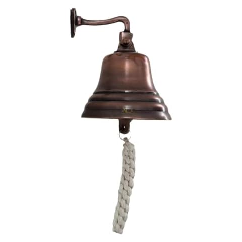 ACL Bar Accessories for Home Pub Hand Bell - Wall Mounted Bar Bell Nautical Decorations - Unique Copper Bell with Crisp Loud Sounds Ideal for Christmas, Reception, Pubs (4 Inch) Cover