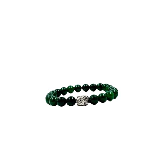 Image of multiagate Green Jade/Aventurine with Buddha Head with Natural Crystal Healing Gemstone Chakra Bracelet Charm Jewelry for Men & Women, Bead Size 8 mm,