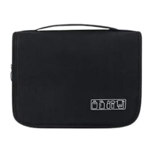 Necessaire Organizadora Bolsa De Viagem Para Objetos de Higiene Pessoal Com Divisória Cabide GANCHO (Preto)