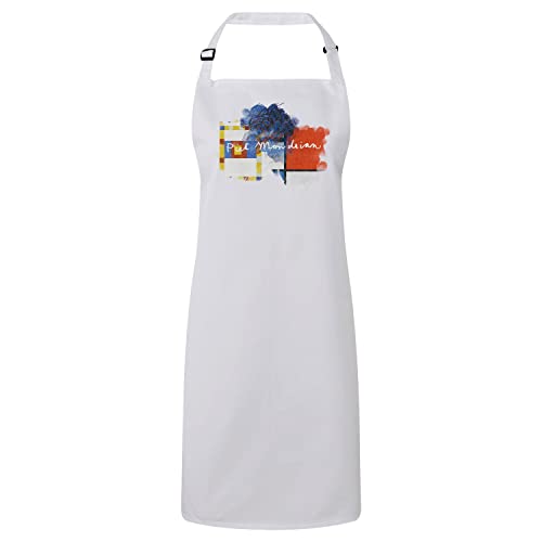 Tablier cuisine premium blanc Mondrian avec finitions de peintre artiste