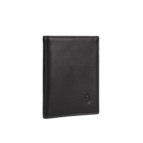 Black Leather Card Holder Trifold Wallet for Men - RFID Blocking - Minimalist Slim Design (Apex Onyx)2