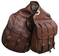 Cowhide Genuine Leather Western Equestrian Trail Simple Horse Saddle Bag Pack Equipment Horse Saddle Bags Tack Set Accessories Size: 10” L x 10” W x 3 ½” D inches, MO-SBAG-66