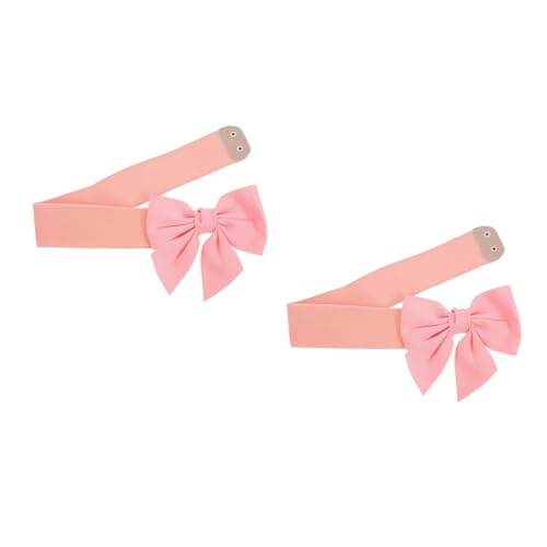 LOGOFUN 2PCS Stretchy Wide Cinch Belt with Bowknot Vintage Decorative Waistband for Women Dresses Skirts Jeans Casual Formal Accessory - Pink2
