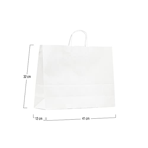 Bolsas de papel blancas con asa 100% reciclables Modelo Luxemburgo 3