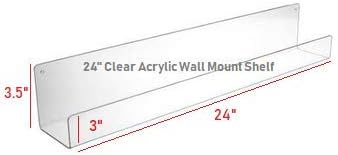 Miniatura 2 de Estantería flotante de acrílico transparente de 24 pulgadas, estantería para niños, estante invisible para especias, juego de 2 estantes