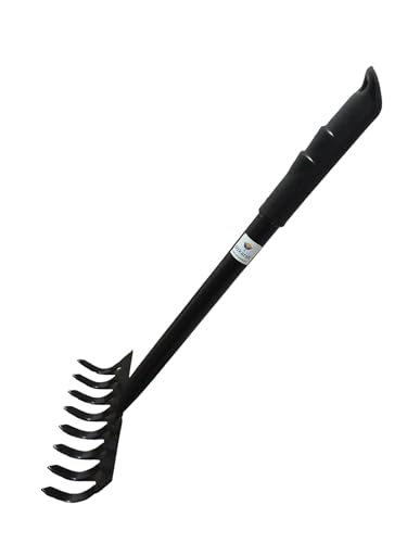 Image of Utkarsh Garden Rake with 8 Teeth or Prongs | Heavy Duty Gardening Tool for Home Garden | Lawn, Landscaping Yard, Garden Leaf Rake | Weeding, Tilling, Aerating Soil Rake - Set of 1 Tool