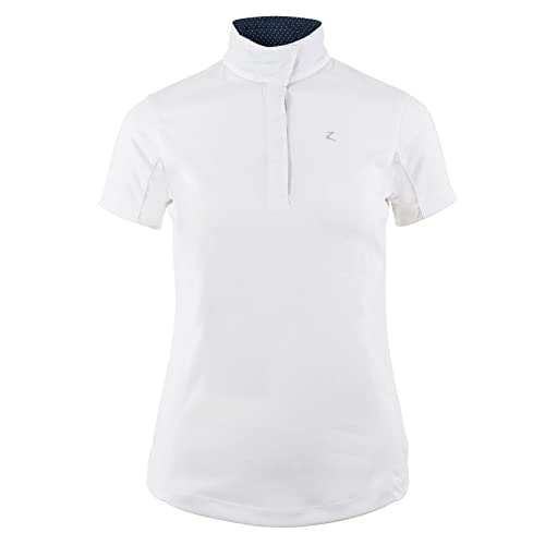 Horze 33221-WH/VDB-40 Blaire Women'S Short Sleeved Nanotex Equestrian Riding Competition Show Shirt cover