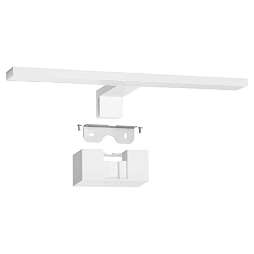 SEBSON LED Spiegelleuchte 40cm Badezimmer IP44, weiße Spiegel Schrankbeleuchtung + Wandlampe + Klemmleuchte, neutralweiß 4000K 8W 600lm 230V Aluminium, Schminklicht