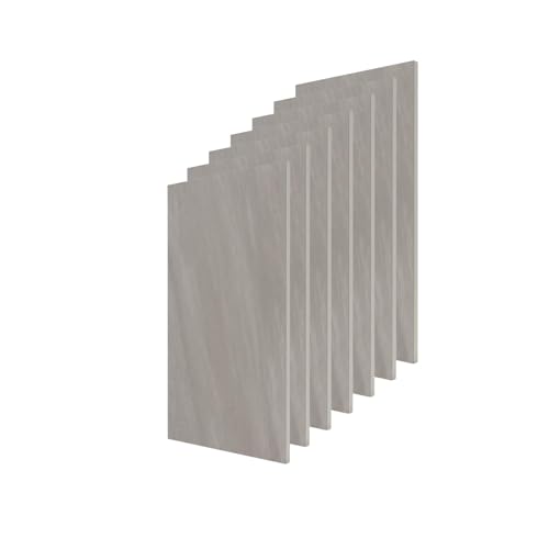 Panel SPC Decorativo de Pared 4 mm, Revestimiento Interior Impermeable Imitación Mármol o Piedra Natural, Panel Ligero Fácil de Instalar y Limpiar para Baño (Gris Liso, 45 x 90 cm, Piedra Natural)