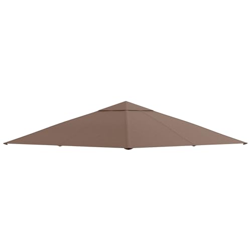 Outsunny Techo de Repuesto 300x300 cm para Cenador de Jardín Cubierta de Repuesto de Gazebo Pabellón Exterior con 8 Orificios de Drenaje y Ventilación Café