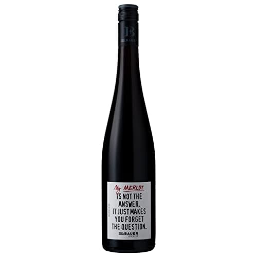 Emil Bauer Merlot "My Merlot is not the answer, it just makes you forget the question!", Trockener Rotwein aus der Pfalz (1 x 0.75l)