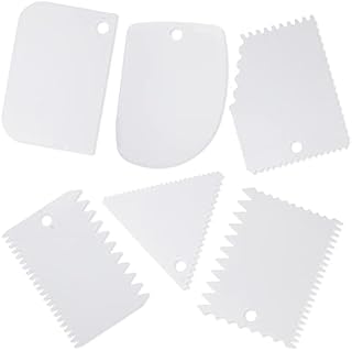 LAMXD 6Pcs Cake Scraper Dough Scraper Set Cream Edge Smoothing Combing Tool for Cooking Bread Cake 6PACK