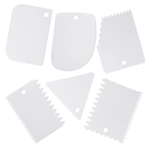 LAMXD 6Pcs Cake Scraper Dough Scraper Set Cream Edge Smoothing Combing Tool for Cooking Bread Cake 6PACK