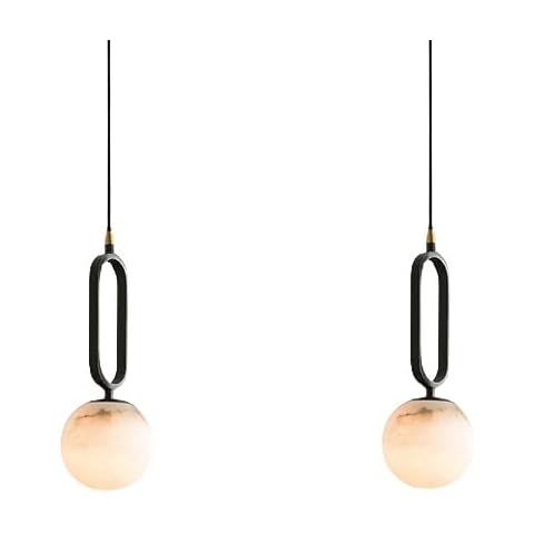 MODEBHD 3Packs Island Lights 13.3IN Transparent Marble Lampshade Chandelier Black Copper Lamp Holder Pendant Light Height of Messenger Wire Can Be Adjusted Hanging Lamp Single G9 Household Lighting Cover