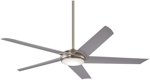 MINKA-AIRE F617L-BN Raptor 60" 5-Blade LED Ceiling Fan in Brushed Nickel Finish with Silver Blades with Etched Opal Glass