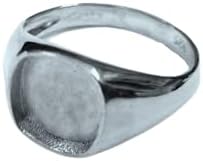 Anillo cuadrado de plata de ley 925 con forma de cojín para hombre, ajuste de bisel en blanco, 0.49 x 0.39 pulgadas, base de anillo en blanco,