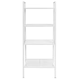 KMUNGDWG Metal Ladder Shelf 4 Tier Bookcase, White Mesh Shelf Ladder Bookshelf for Bathroom Living Room Office Display Storage