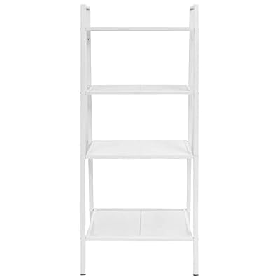 KMUNGDWG Metal Ladder Shelf 4 Tier Bookcase, White Mesh Shelf Ladder Bookshelf for Bathroom Living Room Office Display Storage