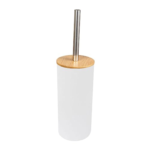 Juego de cepillos para inodoro blanco pequeño para limpieza de baño 8