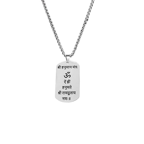 Pendentif Hanuman Lord Bajrangbali, médaille acier inoxydable finition argent
