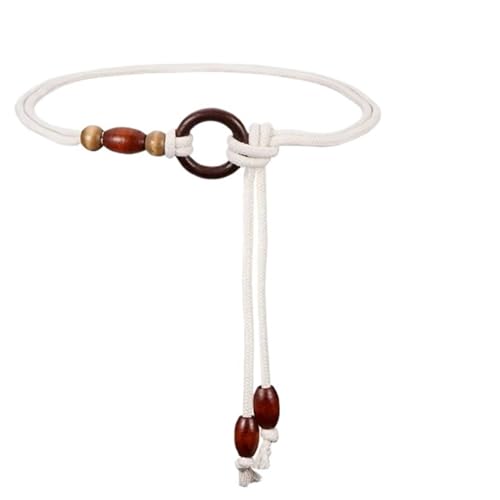 Braided Knotted Waist Belt 7Pcs Women's Bohemian Woven Waist Rope - Circular Wooden Beads For clothes