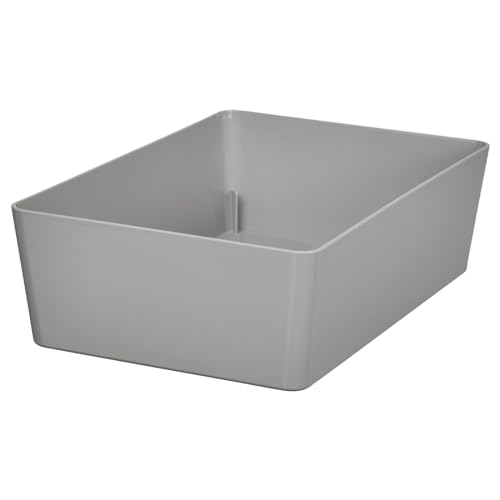 IKeaa KUGGIS Light Grey PET Plastic Storage Box, 18x26x8 cm (7x10 1/4x3 1/4 in), Lid Sold Separately