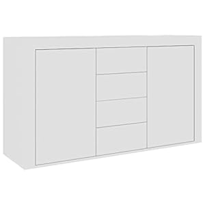 vidaXL Aparador Muebles de Cajones Almacenaje Buffet para Salón Comedor Dormitorio Casa Oficina Hogar de Madera Contrachapada Blanco 120x36x69 cm