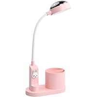 Kid Desk Lamp Cute Desk Lamp Star Projection Rechargeable Study Lamp with Pen Holder Dimming 3 Brightness 360° Flexible Gooseneck with Pen Holder Rabbit Lamp Pink