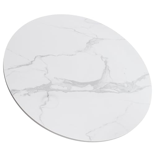 SSTBLEV Round Table Top, 35.4” White Sintered Stone Tabletop, DIY Replacement & Cover Marble Desktop, Scratch & Wear Resistant, Easy to Clean, Suitable for Indoor & Outdoor