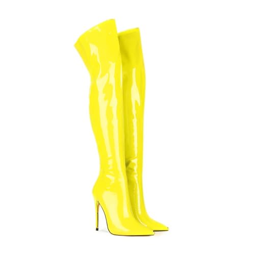 Image of Thigh high boots for women striped Back zipper Burgundy Zebra Print Over the knee Sexy gold white pointed toe Cow Print leopard Magenta stiletto heel