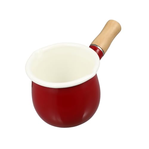 MUCKLILY 1 Pieza Cacerola de Enamel Japonés para Leche y Postres Olla Pequeña Antideslizante y Prueba de Fugas para Cocinar Sopa y Guisos Material de Alimenticio