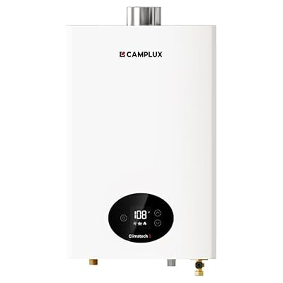 CAMPLUX Climatech 3 Tankless Water Heater Propane 3.6 GPM, 82,000 BTU High Efficiency Instant On-Demand Hot Water, 2-3 Points Gas Tankless Water Heater Indoor, White, CX360