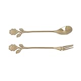  Löffel-Gabel-Set, Hochglanzpolieren Zuverlässiger langlebiger Dessertlöffel für die Hochzeit für die Küche für Zuhause(Gold)