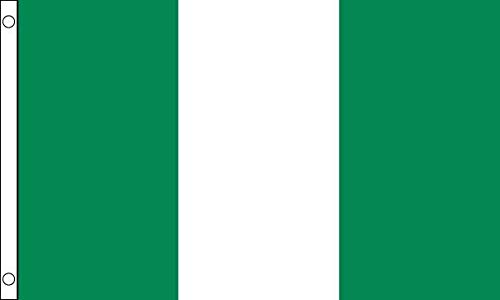 NWFlags Nigeria Flag 5ft x 3ft 75d Premium Polyester Suitable For Flagpoles | Strong Polyester 5x3 foot material Nigerian flag with Eyelets
