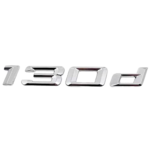 Emblema 130d, Insignia 130d, Adhesivo 130d, Pegatina 130d, Adhesivo para Maletero, Emblema para Maletero Coche, Compatible con BMW. Plástico, 143 x 20 mm (plateado)