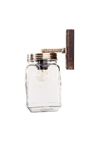 Image of HL Home Lighting Fancy Wall Light Square Jar Glass Light for Decor Home /Living Room /Bedroom /Office /Dining /Cafe /Restaurants