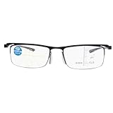 HZEPDVT Hombre Progresivo Multifocal Doble Propósito Metal Sin Soldadura Anti-Luz Azul Gafas de Lectura Aleación Montura Completa Negro 1 Par(1.5x)