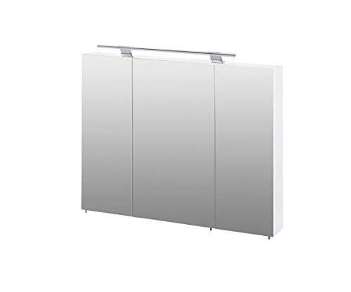 Schildmeyer Mirrored Cabinet, Body: melamine resin coated chipboard/metal handles and fittings, White Shiny, 80 cm Breite Main Image Small