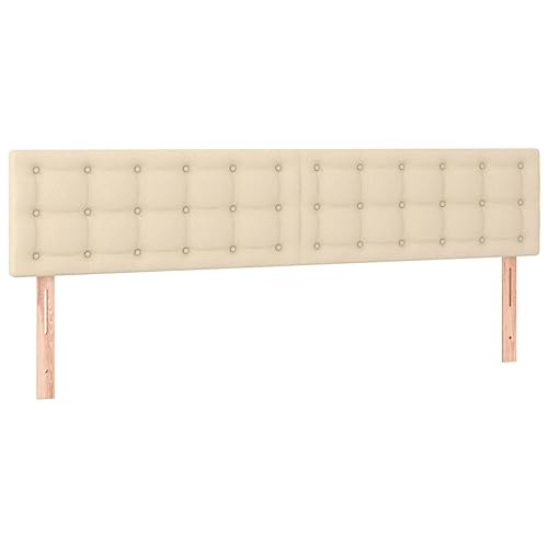 vidaXL Tête de Lit à LED Meuble de Chambre à Coucher Accessoire de Lit Double Tête de Cadre de Lit Intérieur Crème 180x5x78/88 cm Tissu