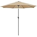 Yaheetech 10FT Patio Umbrella Outdoor Patio Yard Market Table Umbrella with Push Button Tilt & Crank for Garden/Beach/Lawn/Deck/Backyard/Pool, 8 Ribs, Tan