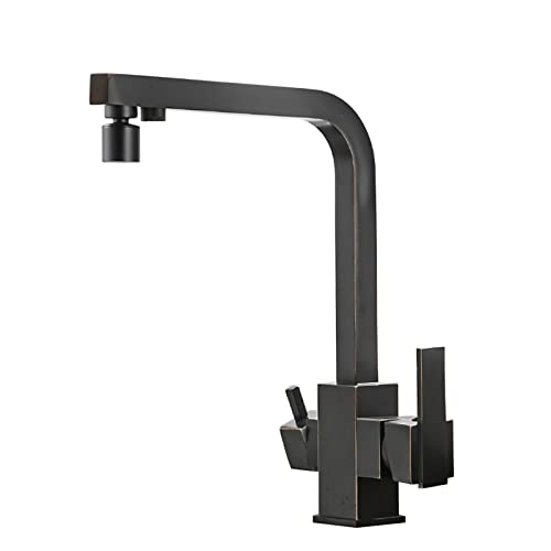 Mitigeur évier cuisine 3 en 1 noir rétro finition haut de gamme avec filtre