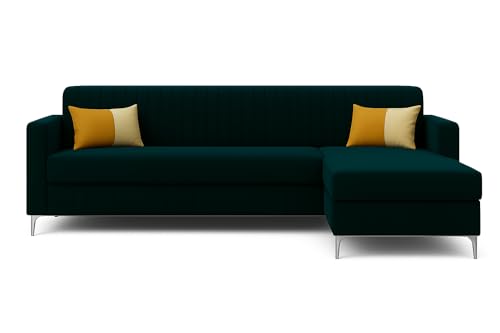 Image of SOCOZI Anton 5 Seater L Shape Sofa Set with Movable Ottoman | Flexible Layout | Soft Velvet Suede Fabric | Modern Design | Plush Comfort Cushions for Living Room (Greenish Teal)