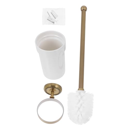 POPETPOP Soporte para Cepillo de Inodoro de Cobre con Taza de Blanca Tornillos para Baños
