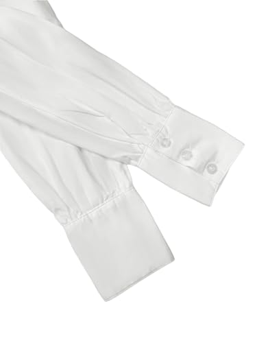 Image of Girls Button Down Shirt Puff Sleeves Blouse Summer Cute Top Doll Collar School Uniform, 4-13Y