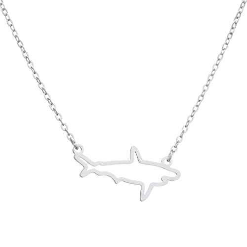 PONCTUEL ESCARGOT Simple Shark Animal Pendant Necklace Sea Shark Necklace for Women Fashion Beach Holiday Jewelry (silver)